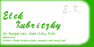 elek kubritzky business card